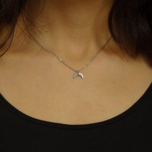 Collier minimaliste Sohalia en acier inoxydable argenté avec jolie petite lune